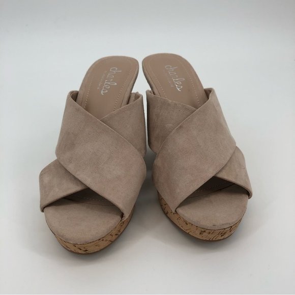 Charles David Cream Synthetic Wedges | High Heel Open Toe - Picture 4 of 7